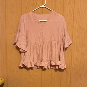 Blush Ruffle Hem Blouse